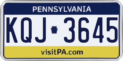 PA license plate KQJ3645