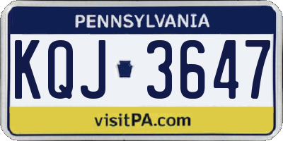 PA license plate KQJ3647