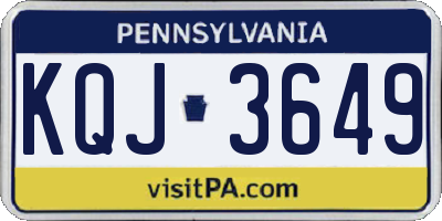 PA license plate KQJ3649