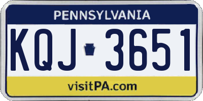 PA license plate KQJ3651