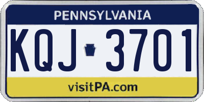 PA license plate KQJ3701