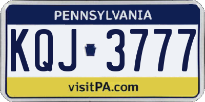 PA license plate KQJ3777