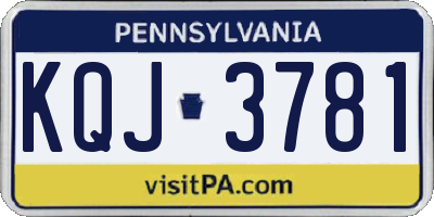 PA license plate KQJ3781
