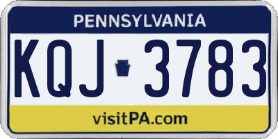 PA license plate KQJ3783