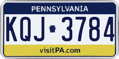 PA license plate KQJ3784
