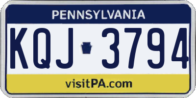 PA license plate KQJ3794