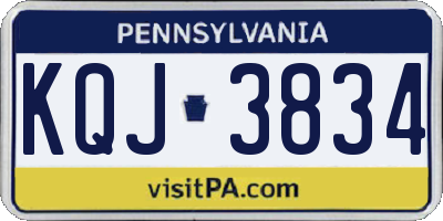 PA license plate KQJ3834