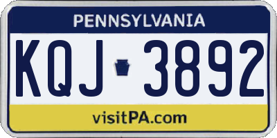 PA license plate KQJ3892