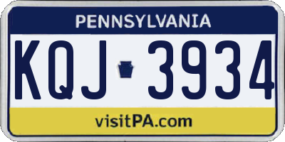 PA license plate KQJ3934