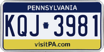 PA license plate KQJ3981