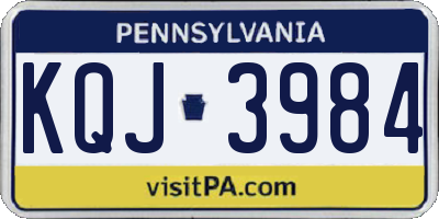 PA license plate KQJ3984