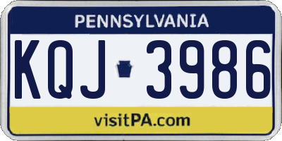 PA license plate KQJ3986
