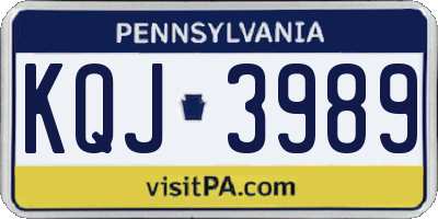 PA license plate KQJ3989