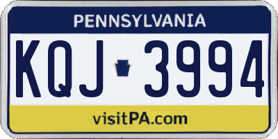 PA license plate KQJ3994