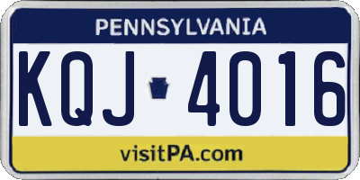 PA license plate KQJ4016