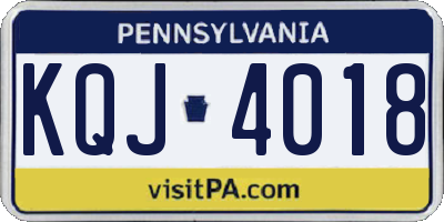 PA license plate KQJ4018