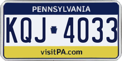 PA license plate KQJ4033