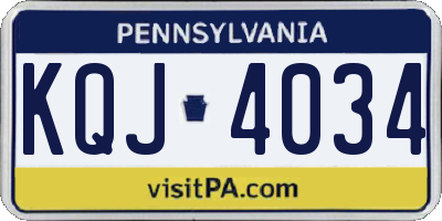 PA license plate KQJ4034
