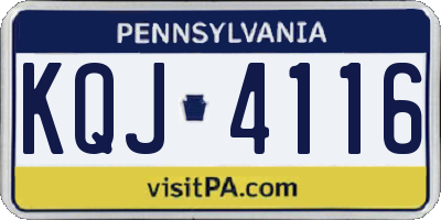 PA license plate KQJ4116