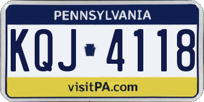 PA license plate KQJ4118