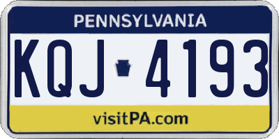 PA license plate KQJ4193