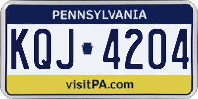 PA license plate KQJ4204