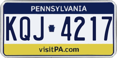 PA license plate KQJ4217