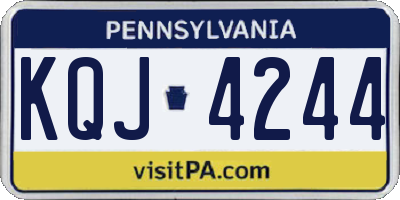 PA license plate KQJ4244