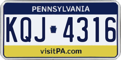 PA license plate KQJ4316