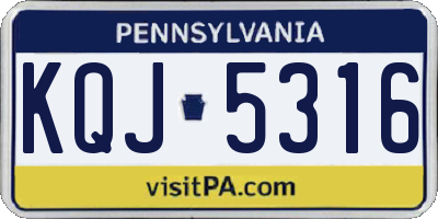 PA license plate KQJ5316