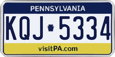 PA license plate KQJ5334