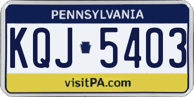 PA license plate KQJ5403