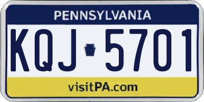 PA license plate KQJ5701