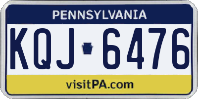 PA license plate KQJ6476