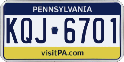 PA license plate KQJ6701
