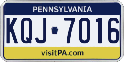 PA license plate KQJ7016
