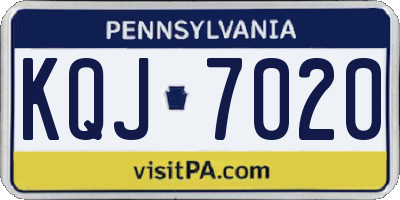 PA license plate KQJ7020