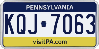 PA license plate KQJ7063