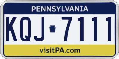PA license plate KQJ7111