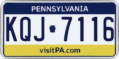 PA license plate KQJ7116