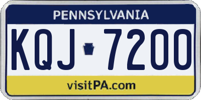 PA license plate KQJ7200