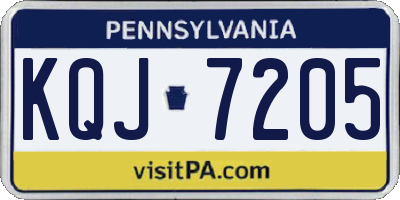 PA license plate KQJ7205