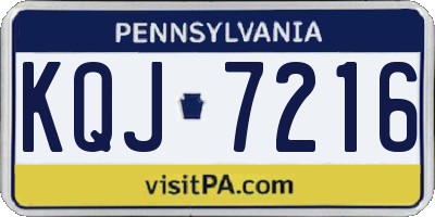 PA license plate KQJ7216