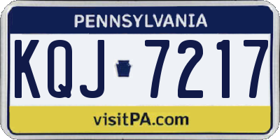 PA license plate KQJ7217