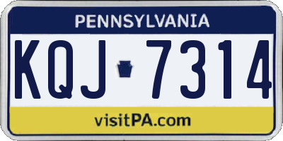 PA license plate KQJ7314