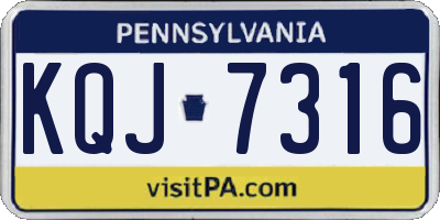 PA license plate KQJ7316