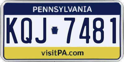 PA license plate KQJ7481