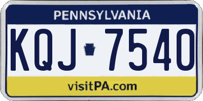 PA license plate KQJ7540
