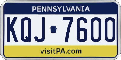 PA license plate KQJ7600