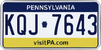 PA license plate KQJ7643